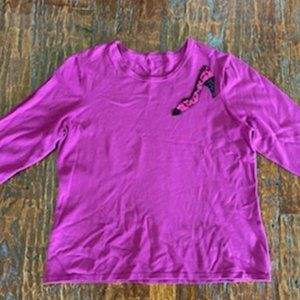 Vintage SUSAN BRISTOL * MAGENTA BLACK SEQUIN & BEAD SHOE 3/4-slv SWEATER- S or M